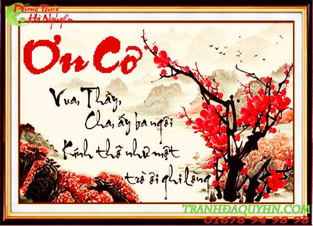 Quà tặng thầy cô giáo - tranh đá quý thư pháp 